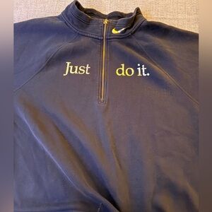 Nike Black cropped half zip Sweatshirt with gold logo plus size